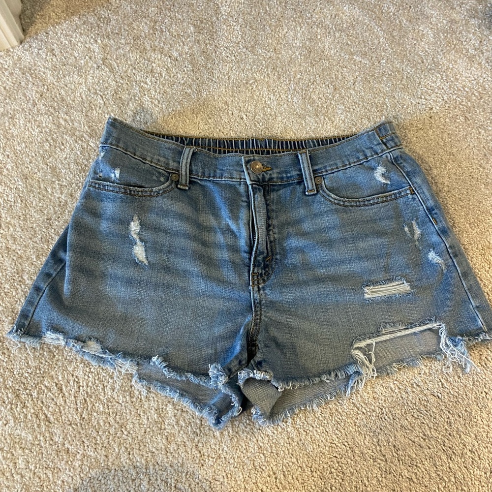 Aerie Blue Distressed Jean Shorts